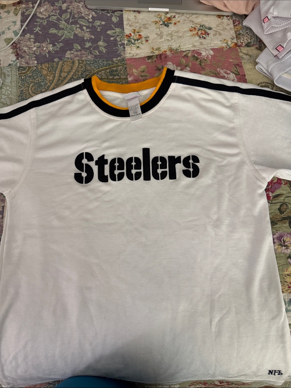 NFL White & Black Steelers Short-Sleeve Kids Tee with Yellow Trim